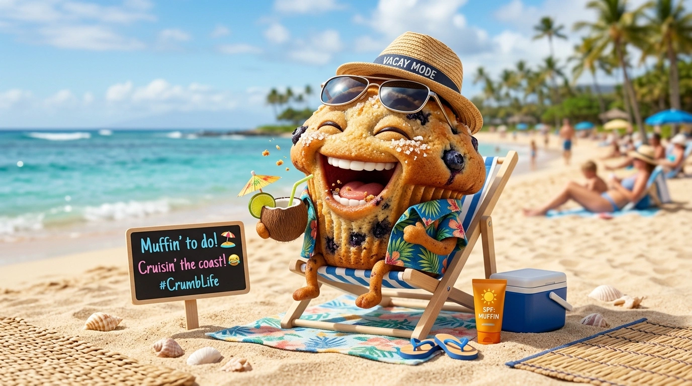 Muffin goes to vacation puns dirty