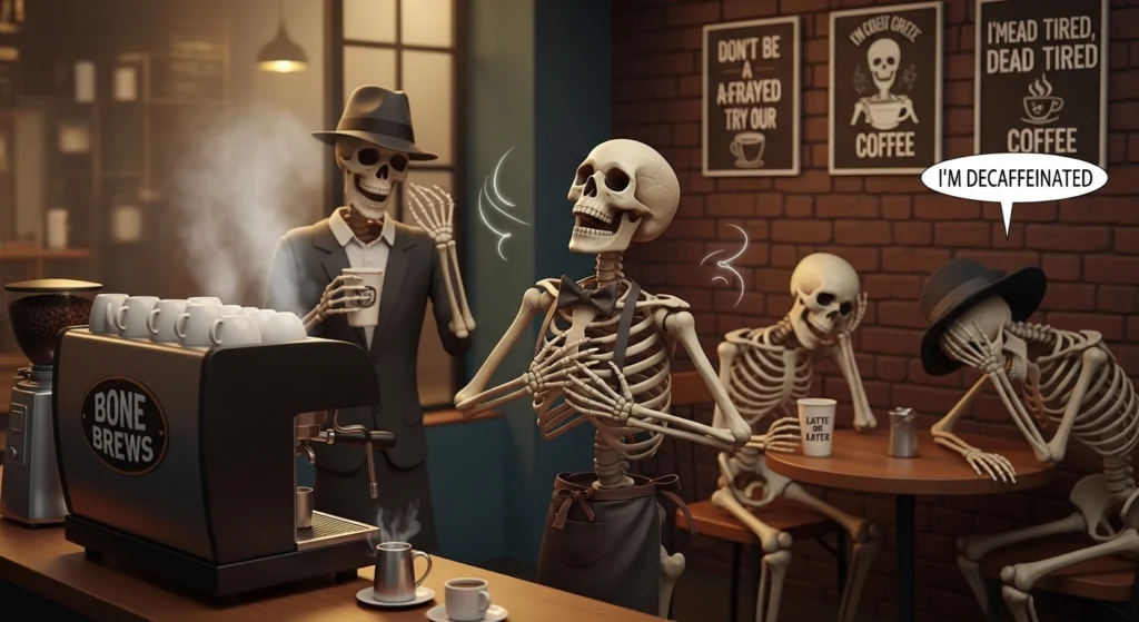 skeleton coffee puns
